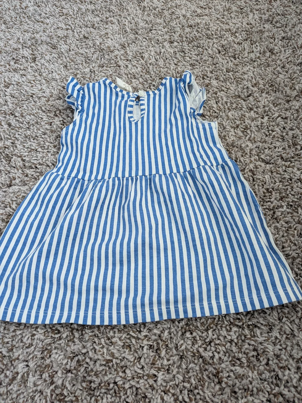 H&M Blue & White Vertical Stripe Cotton Dress for Kids Size 6 Months
